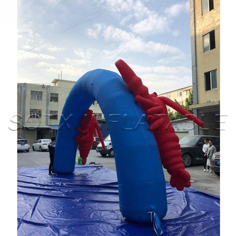Yard Decor 7.5m Inflatable Lobsters Arch with Lobsters Inflatable Advertising Archway with Air Blower for Outdoor Holiday