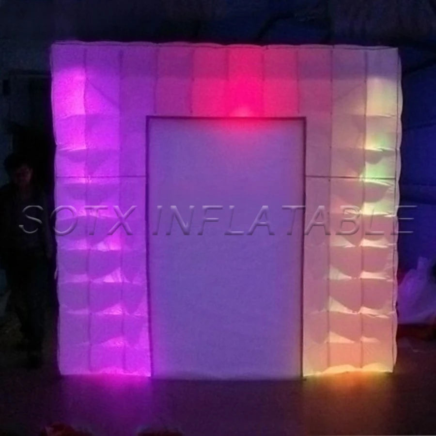 Window for Camera Customized Indoor Outdoor Led RGB Funny Station Inflatable Photo Booth with Curtain Door for Entry and 1