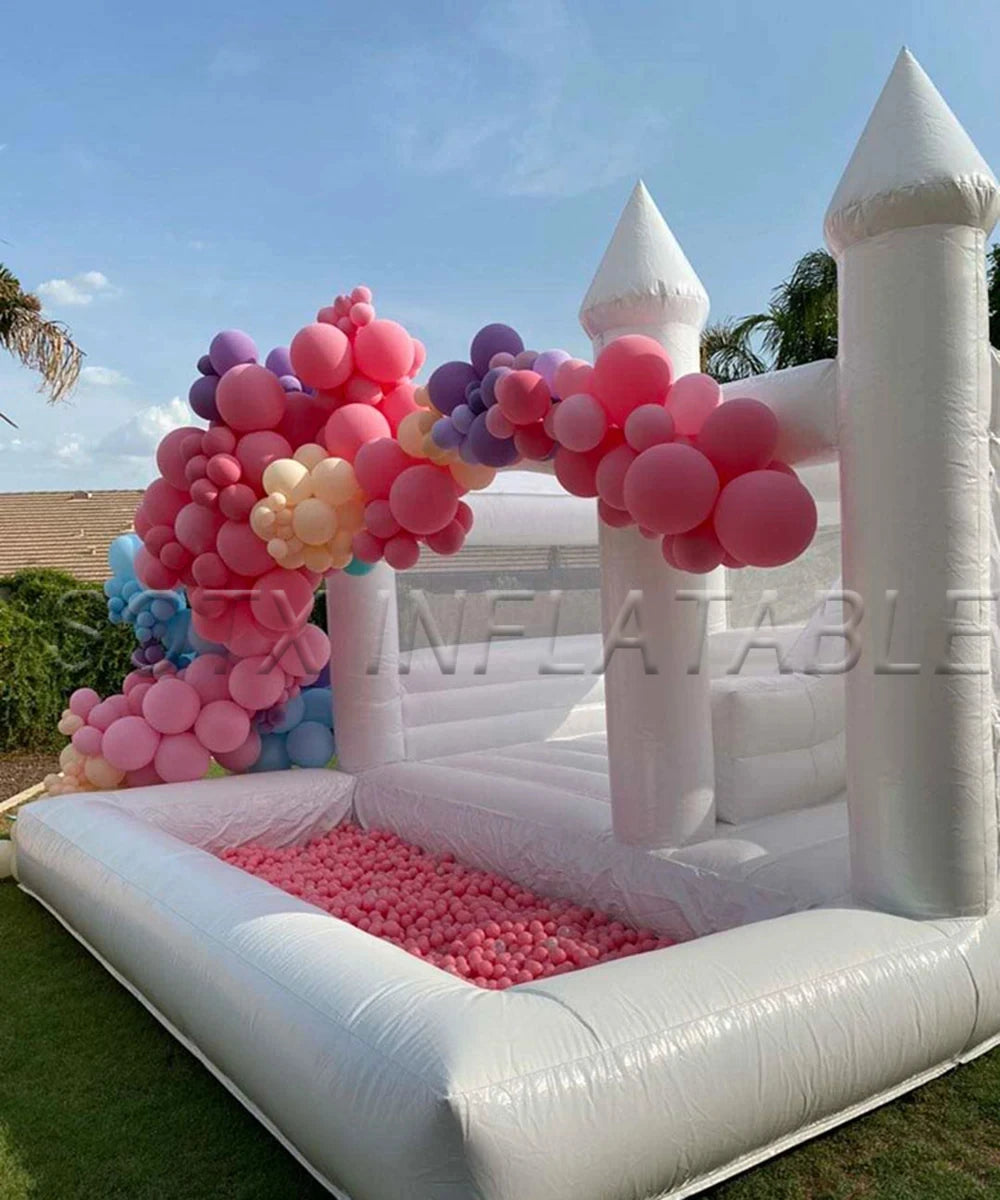 pink bouncer House PVC jumper Inflatable Wedding White Bounce combo Castle With slide and ball pit Jumping Bed Bouncy castle