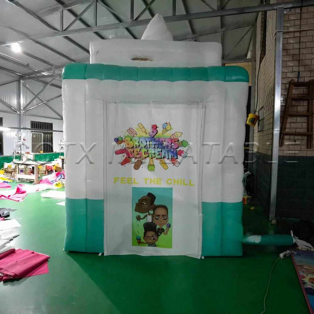 Commercial Event Custom Inflatable Ice Cream Truck Concession Stand Tent Popcorn Coffee Sales Kiosk Booth Car For Advertising