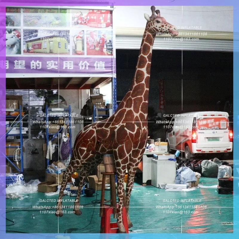 Zoo Advertising Decoration Giant Inflatable Giraffe For  5 Meters High Realistic Giraffes Animal Balloon