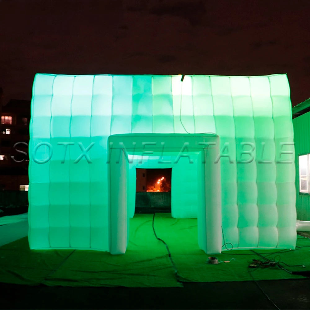 For Outdoor Events Magic Illuminated Wedding White Inflatable Cube Tent With Led Lighting Mobile Inflatable Night Club Room