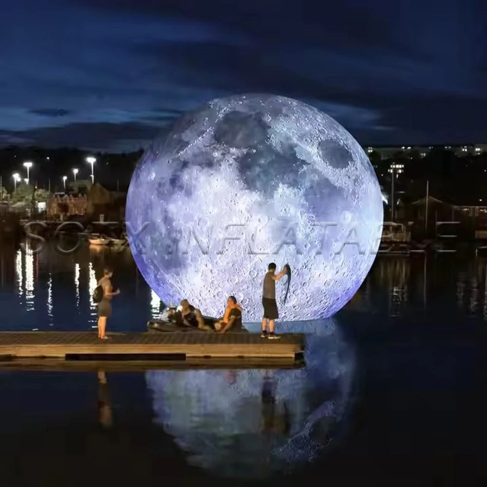 For Festival Decoration Blow Up Giant Inflatable Moon With Built in LED Lights Airtight PVC Planet Balloon Earth Balloo