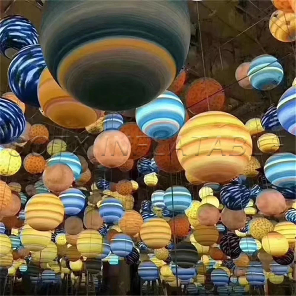 Party Decoration Airtight Giant Inflatable Moon Earth Balls LED Planet Balloons 9 Solar System Sun Jupiter Saturn Mars Venus For