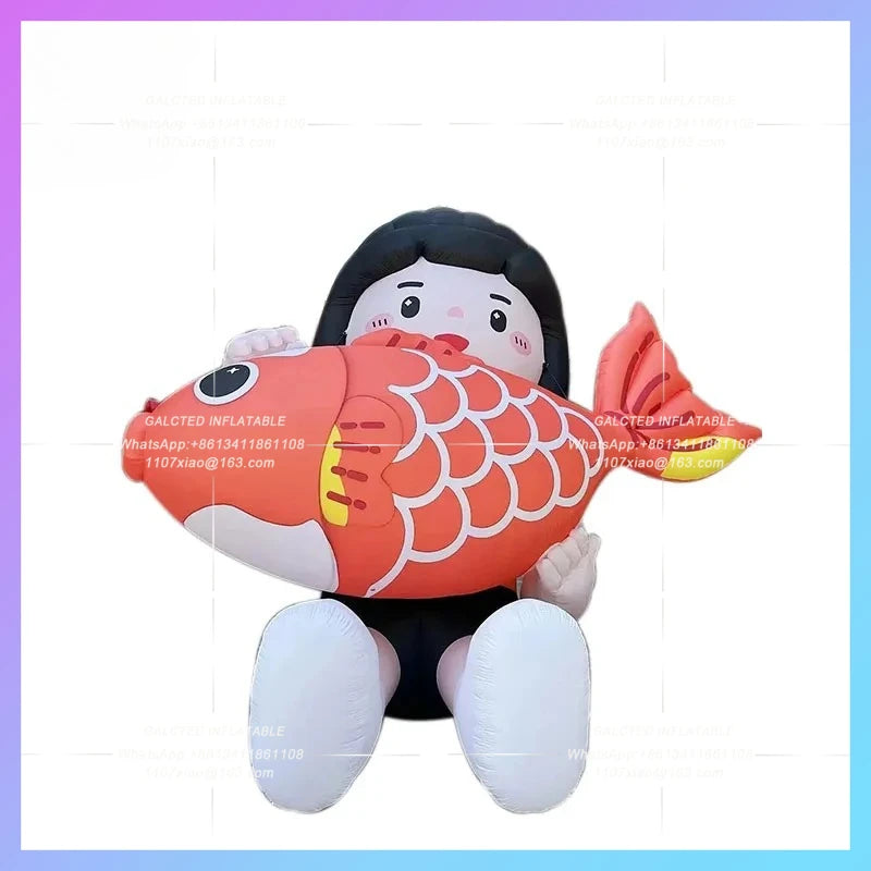 Lucky Girl this Chinese New Year shopping Inflatable Koi Girl Air Model mall in Chinatown lighting layout atmosphere