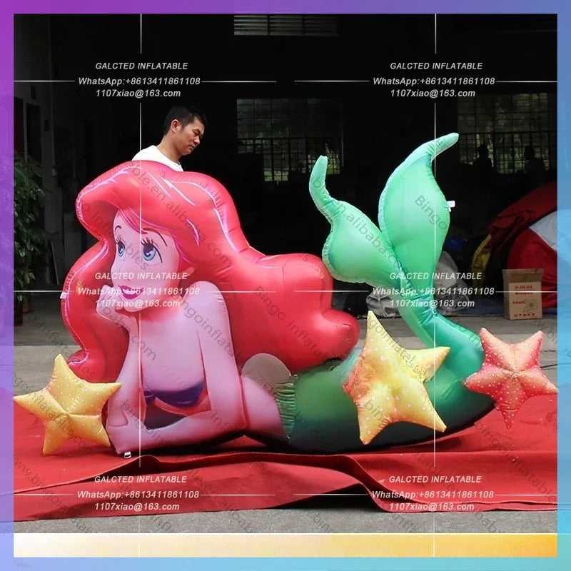Inflatable Mermaid Cartoon Character Hot Sale Inflatable Mermaid Balloon Giant  for Ocean Theme Decor Party Outdoor toy