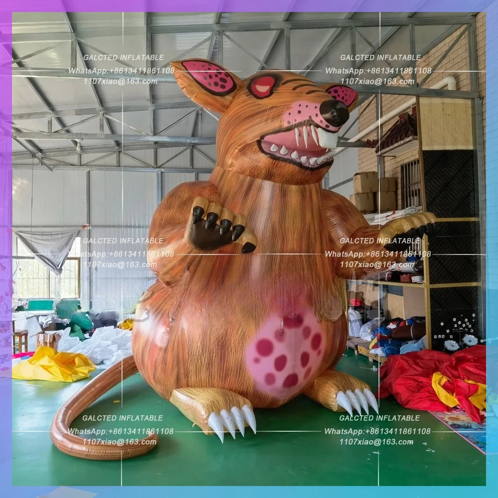 Inflatable Mouse With Blower Advertising Outdoor Giant  Inflatable Rat Cartoon For Street Decoration