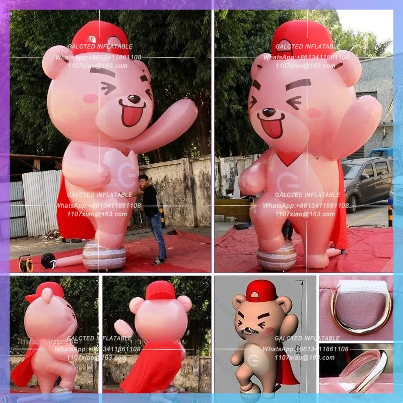 Inflatable Cartoon Pink Bear Model Personalized 5M(16.4Ft)for Party Inflatable Bear Advertising Display-Toy