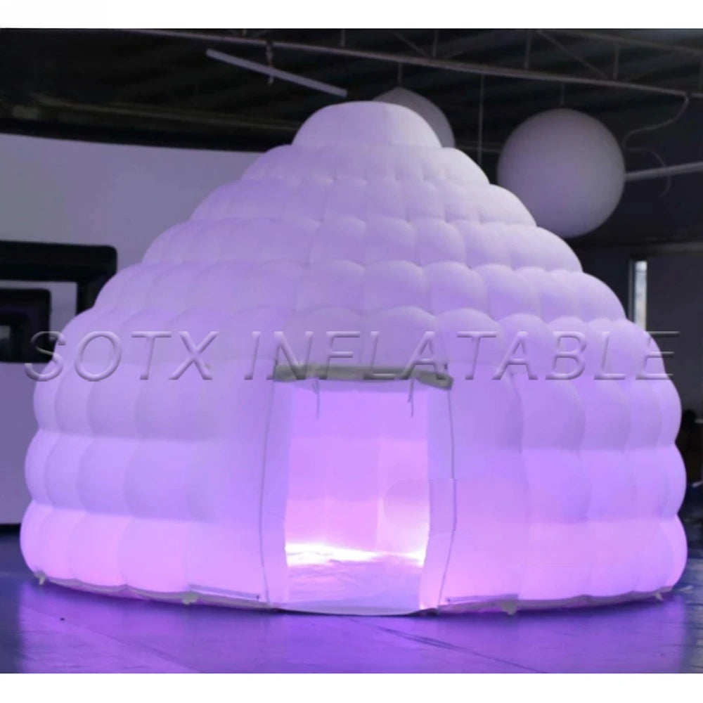 Fair Event Advertising Exquisite 4mdiax3.16mh White Inflatable Dome Igloo Tent With Led Light Luxury Air House For