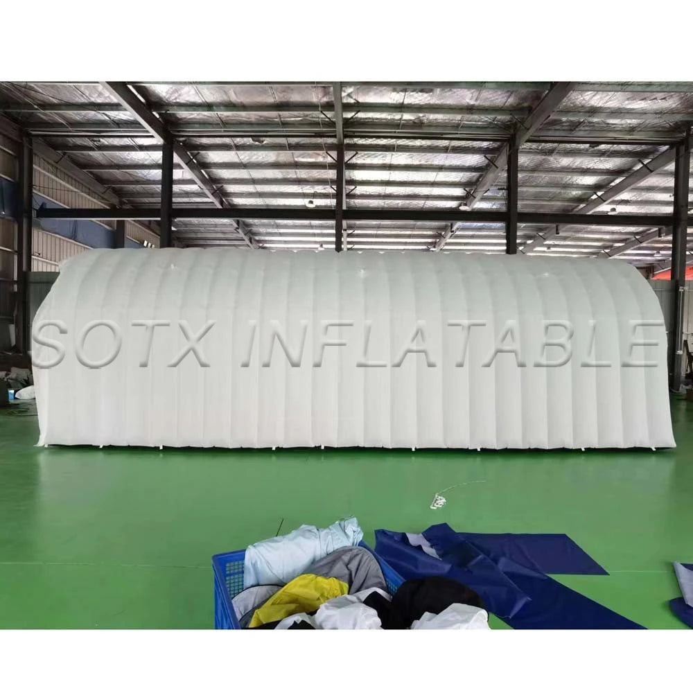 For Events Party Sale Customized 8m Long Giant White Inflatable Tunnel Tent With Colorful Led Lights Blow Up Winter Igloo Dome