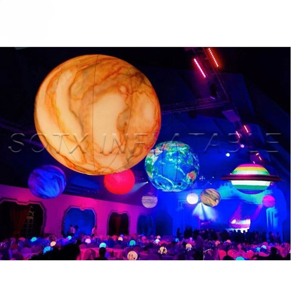 Party Decoration Airtight Giant Inflatable Moon Earth Balls LED Planet Balloons 9 Solar System Sun Jupiter Saturn Mars Venus For