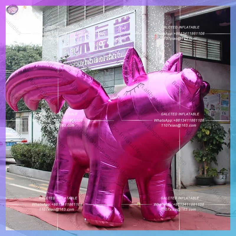 Inflatable Flying Pig with Wings Inflatable Flying Pig Balloon 3.7x3.7x2.5 Meters Rose Gold Giant -Inflatable Toys
