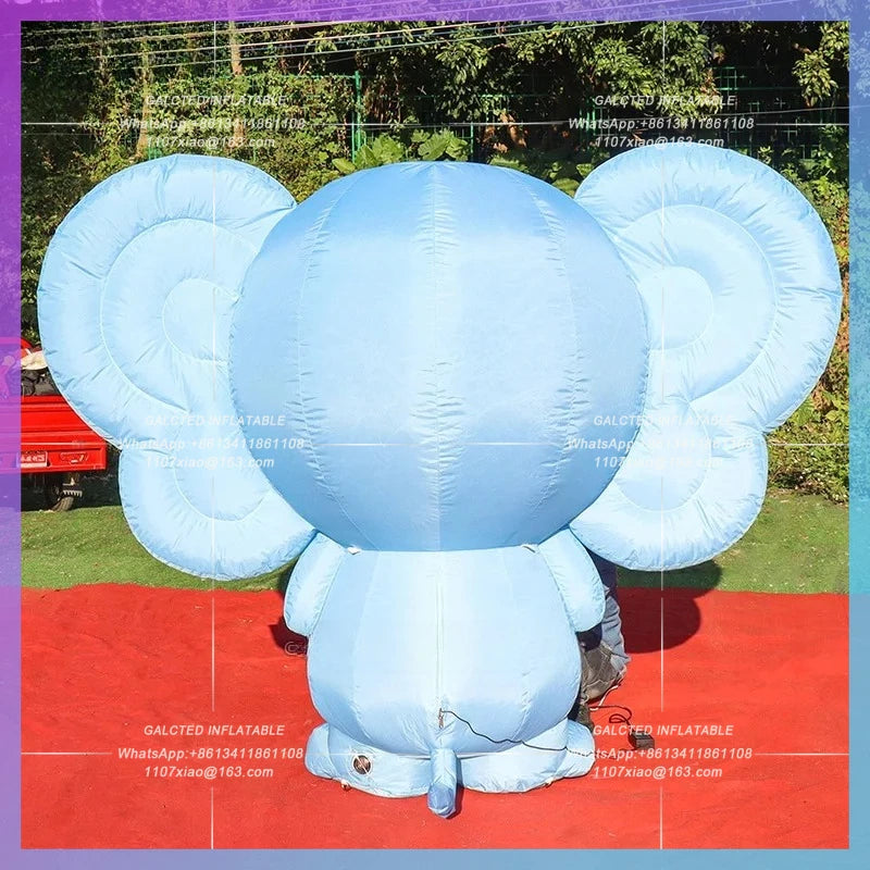 Large Events Advertising Party Cute Inflatable Blue Cute Toy Elephant 2.6x1.5x2mH Cartoon For BG-C0675