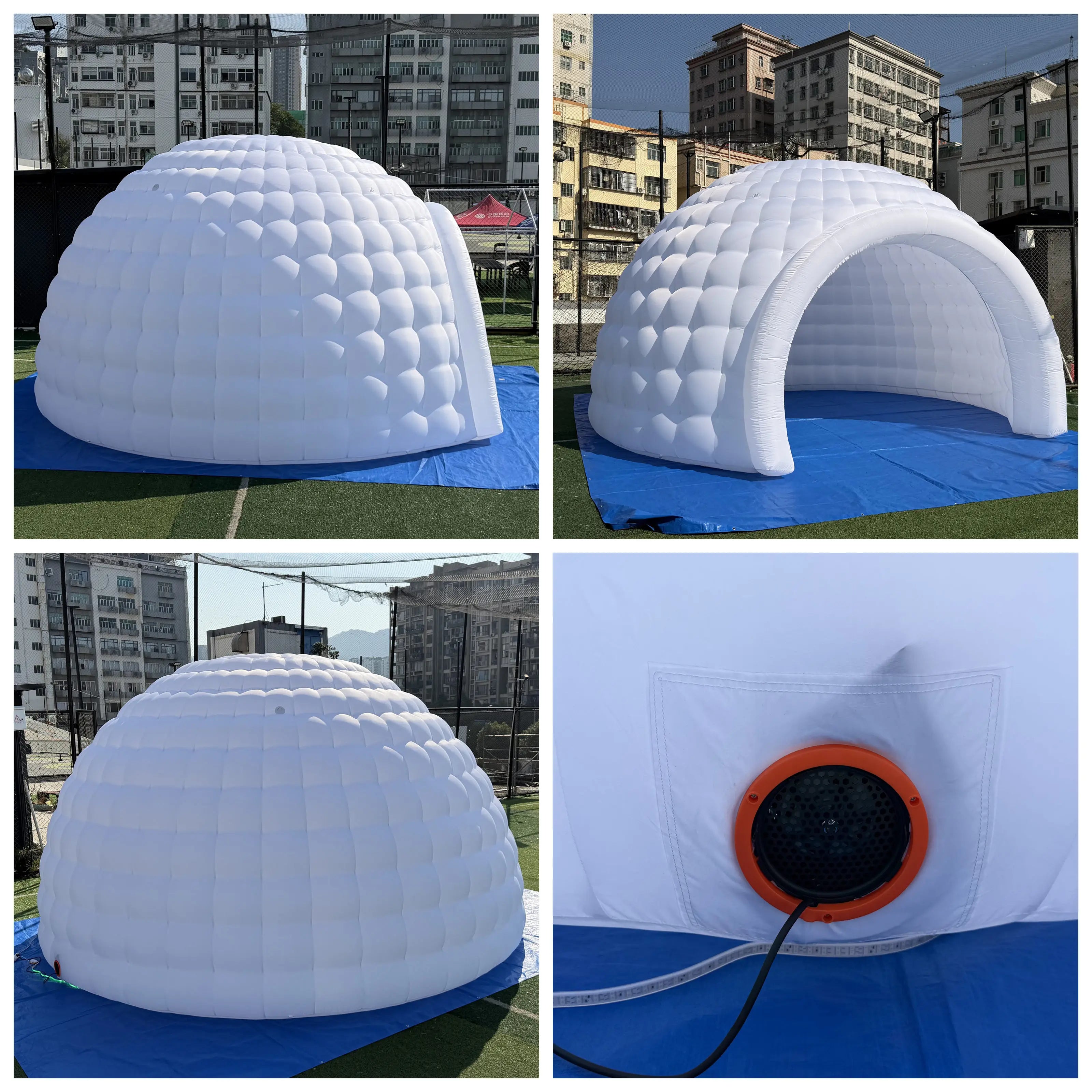 Outdoor Half Dome Inflatable Igloo Tent with LED Lights and Blower Oxford Material White Party Event Shelter for Events Weddings