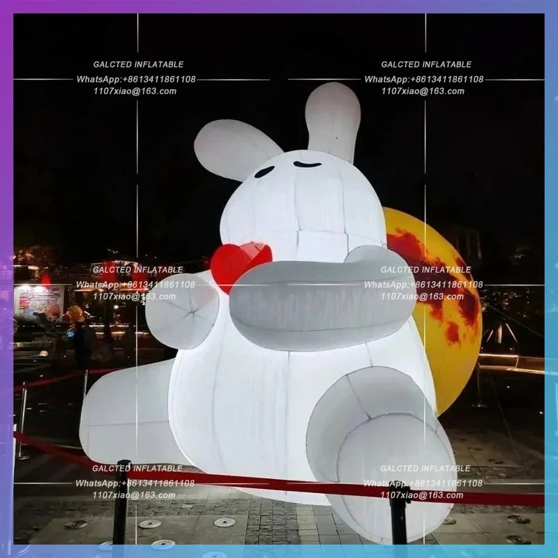China National Day double-day Inflatable cartoon rabbit on the Moon Air Model Celebration IP linkage mall advertising props