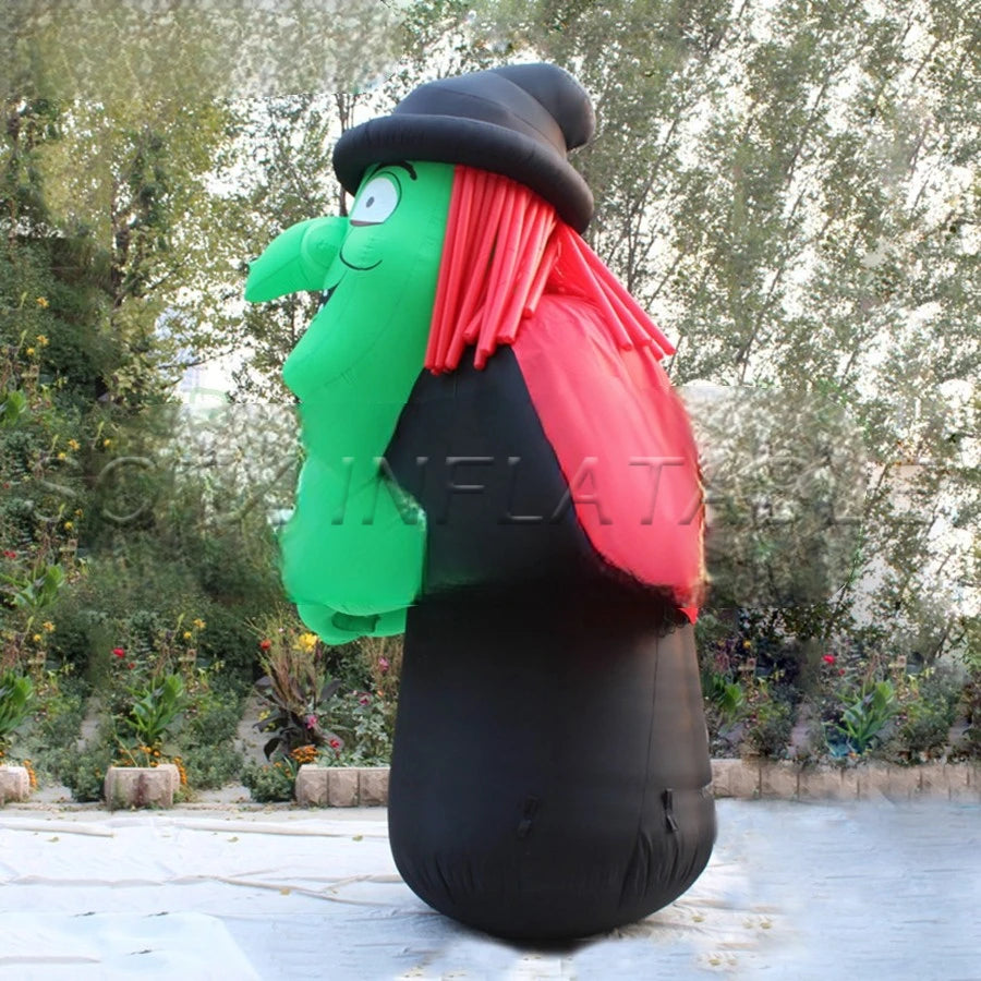 Event Decoration 13ft Tall Inflatable Green Face Halloween Witch Cartoon Giant Monster For Holiday