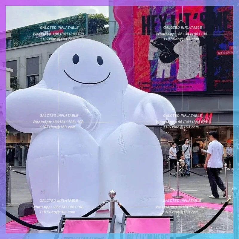 inflatable cartoon man white Factory customize design led light doll for art decoration