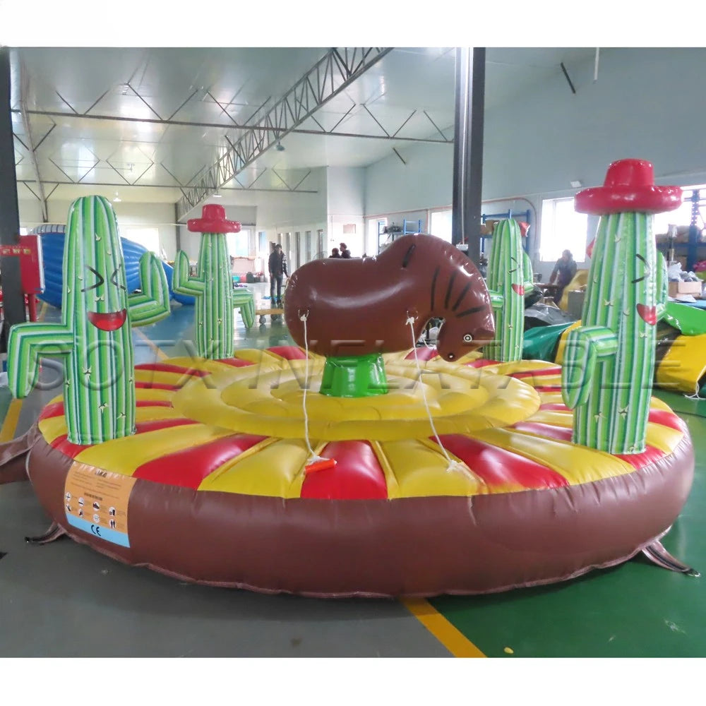 Mattress For Kids Hot Sales Inflatable Rodeo Bull Inflatable Manual Bull Riding Game Inflatable Bungee Bull With Circular