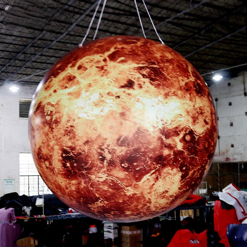 Solar System Sealed Inflatable Moon Balloon For Event Show Inflatable Decoration Airtight Pvc Air-blown Planet With Lights Toys