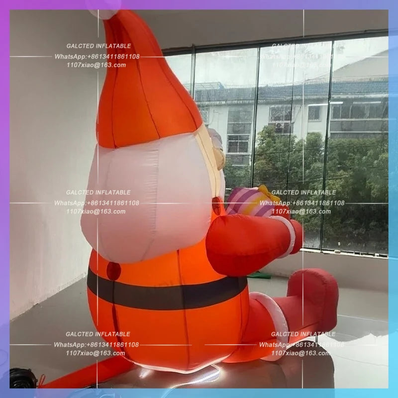 red clothes old man festive cartoon 2025 Christmas inflatable santa claus double gift box man new year home courtyard decoration