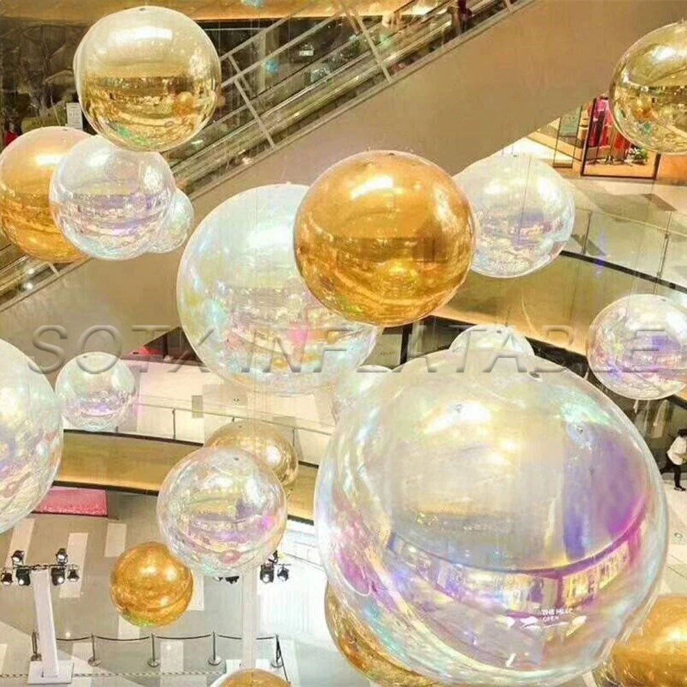 Outdoor Event Decoration Gold Giant Inflatable Mirror Ball Outdoor Big Sphere Christmas Balloon Inflatable Golden Ball For