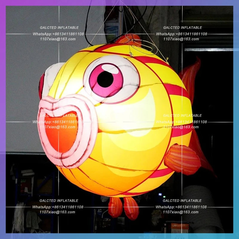 Inflatable Lovely Cartoon Fish Balloon With Lighting Inflatable Hanging 2 Meters Length  For Children/Party Decoration - Toys