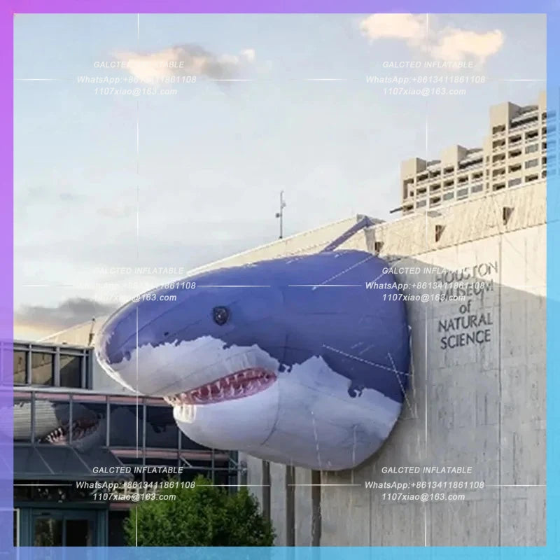 marine theme park marine creatures shark Inflatable cartoon simulated shark head air model whale facade climbing decoration