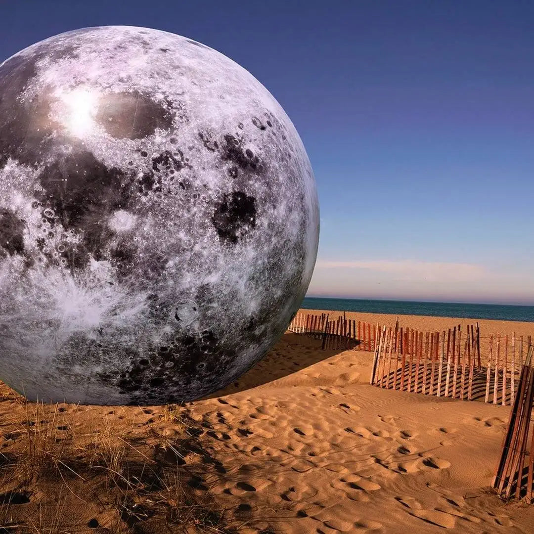 Gray Giant Advertising Inflatable Moon Model With LED Light Large Inflatable Moon Balloon Decoration Used For Event Party Stage