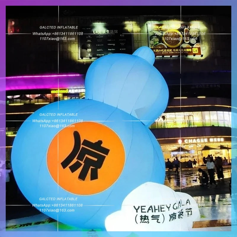 inflatable calabash blue  Outdoor decoration 4 meter huge cartoon drinking bottle herbal tea culture advertising