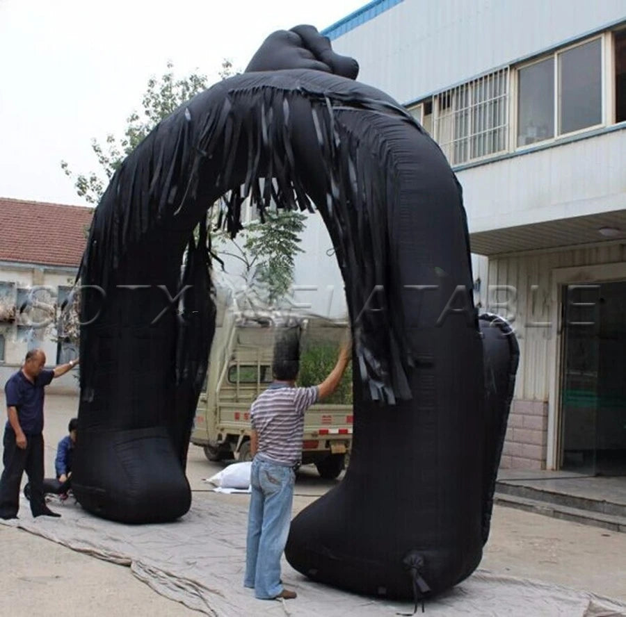 Ornaments Made By Hot Selling Horror Mask Face Black Archway Halloween Inflatable Arch For Courtyard Party Festival