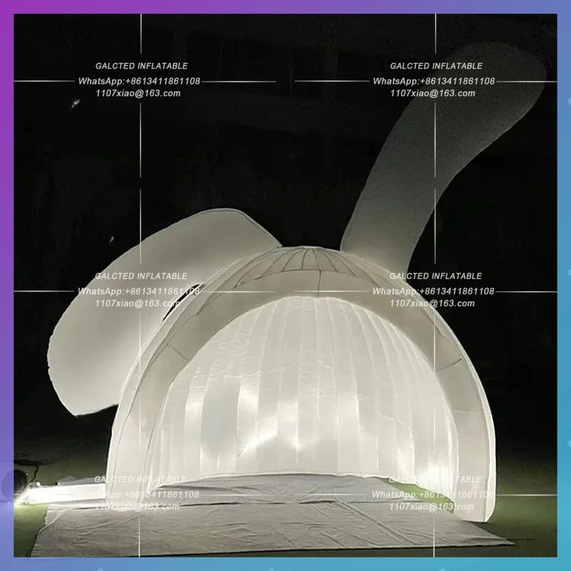 Festival Children's play facilities bar Inflatable White Rabbit Ear Arch Model mid-autumn shopping mall lighting arch props