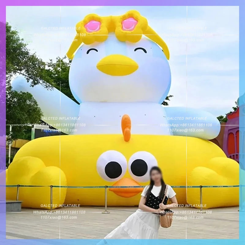 yellow duck air model children's Inflatable cartoon swimming circle sunglasses Park Water World Theme Beach Bazaar Party