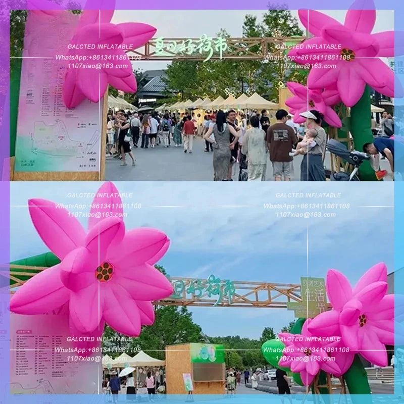 Chinese wind ancient town commercial Inflatable simulation lotus air model street facade decorative lighting advertising