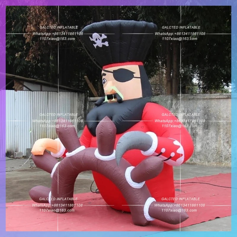 Inflatable Pirate Man Cartoon Advertising Giant With Blower Inflatable Ship Captain Replica For Ocean Event