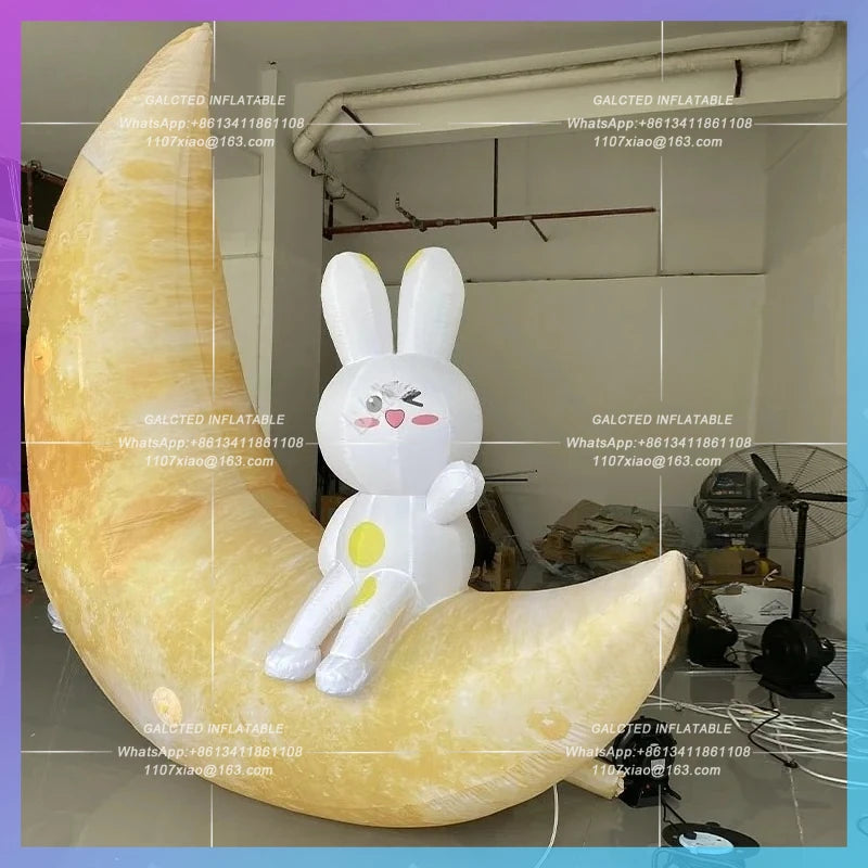 Rabbit Model mid-autumn Inflatable cartoon Moon Festival decoration can be hung bar shopping atrium lighting layout