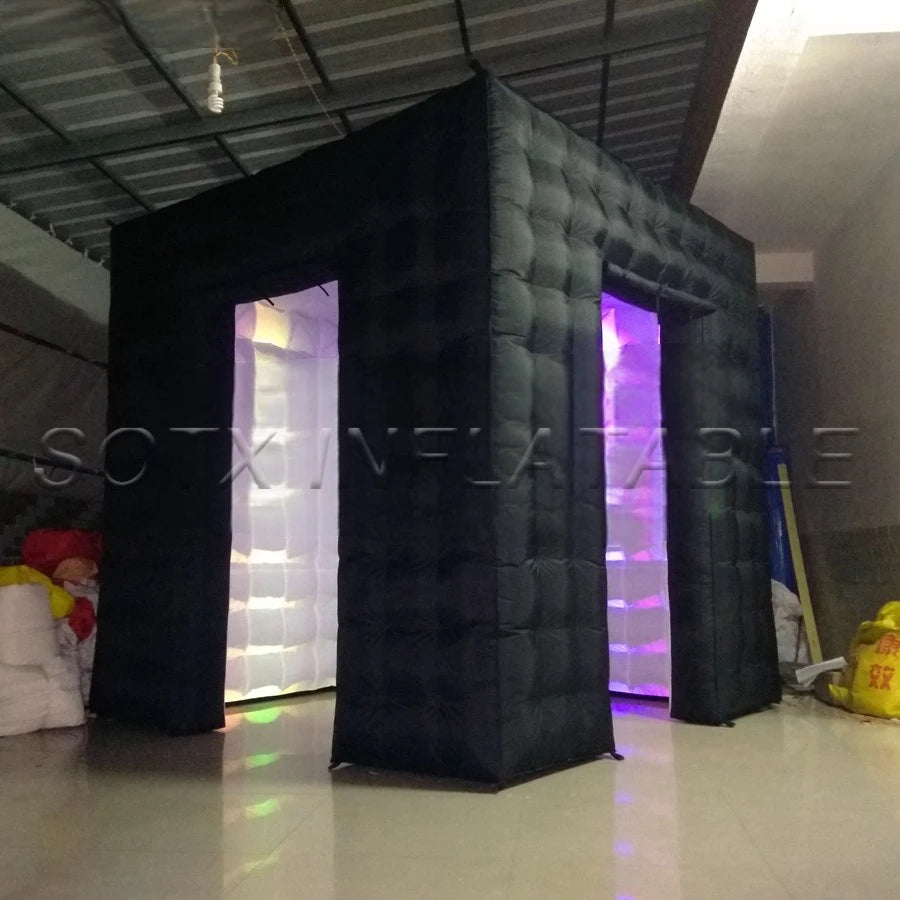 Spotlights Specail For Chile 2.4m White Inside Inflatable Photo Booth,Led Photo Backdrop,Social Booth Party Tent With Led