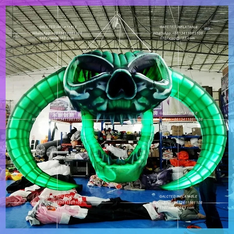 LED Lights For Outdoor Yard Garden Halloween Inflatable Skull Ghost With  Decoration Horror Props-Toys