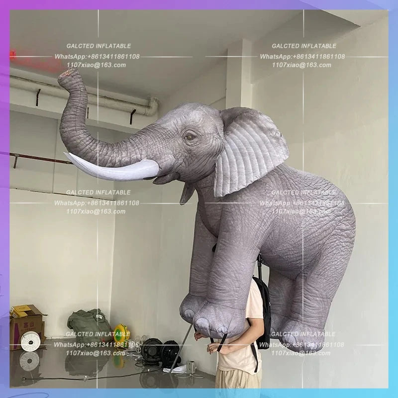 human back Walking Zoo Wild Elephant Inflatable simulated elephant air model  Valley Amusement Park Parade Interactive props