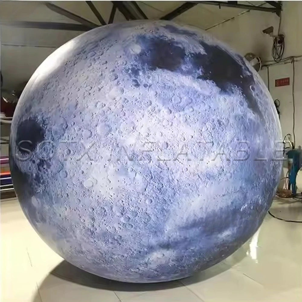 For Festival Decoration Blow Up Giant Inflatable Moon With Built in LED Lights Airtight PVC Planet Balloon Earth Balloon