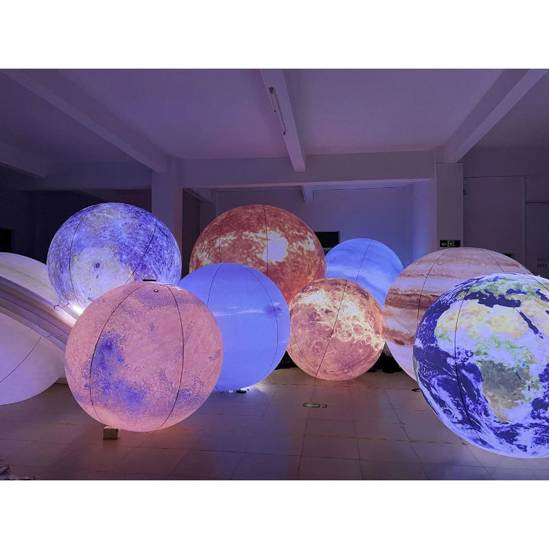 Giant LED Inflatable Solar System Planet Balloons Moon Earth Sun Jupiter Saturn Venus Mars for Party Event Stage Decoration