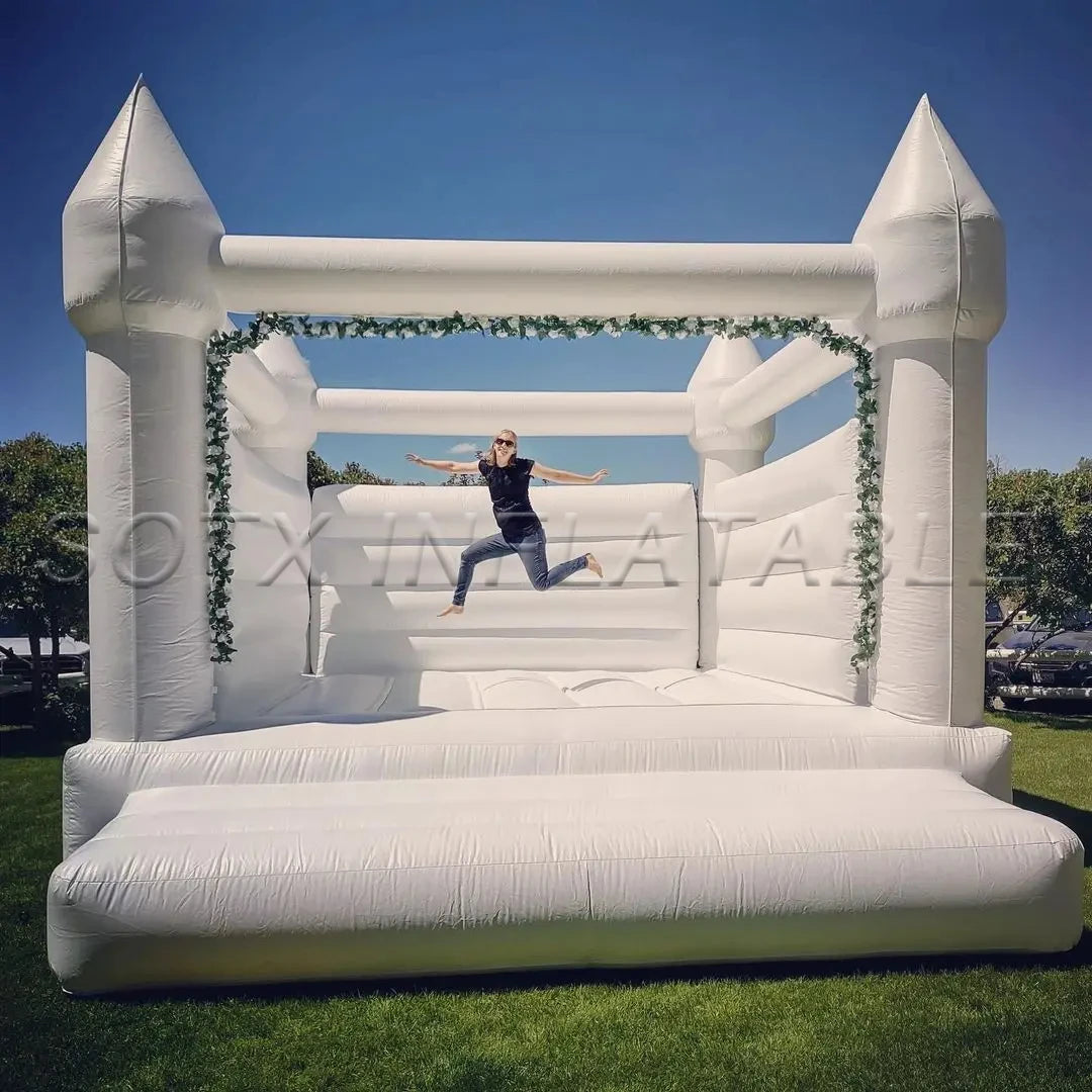 For Kids Birthday Party Gorgeous Inflatable White Commercial Bounce House Pvc Bouncy Castle Jumper Wedding Bouncer Trampolines