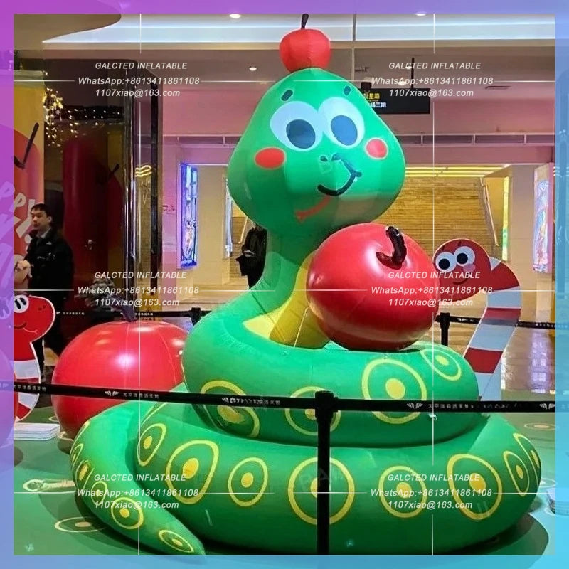 inflatable snake green cartoon Long oxford material snakes cauliflower snake with apple
