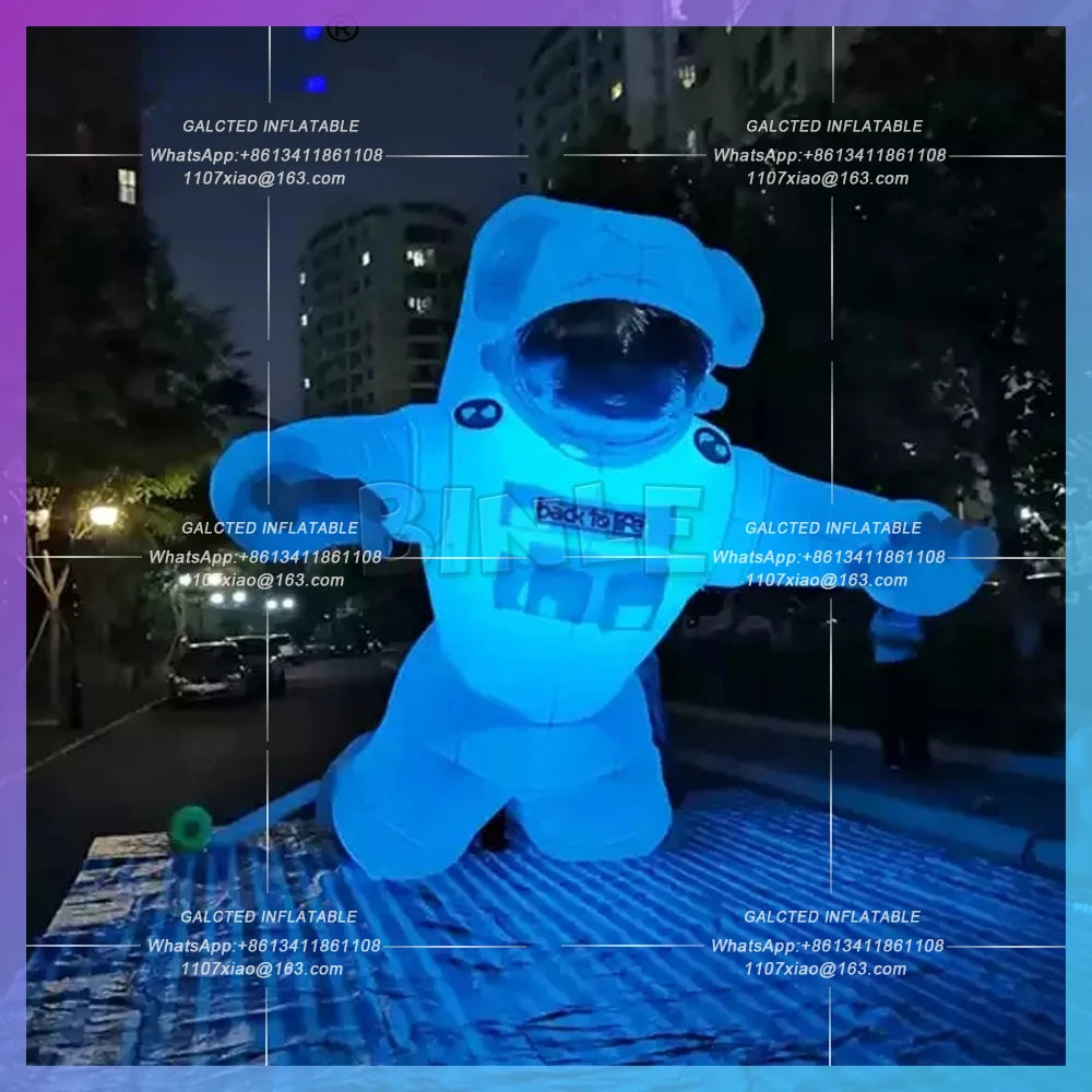 Inflatable Alien Astronaut Spaceman Characters Advertising Giant  With LED Lights Flying Space Man For Party Decoration