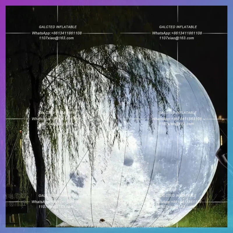 oxford inflatable moon giant customize planet Night atmophere decoration white led light balloon moon