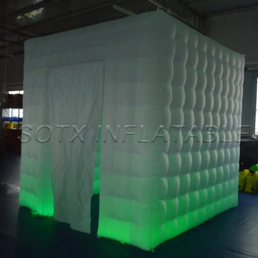 Advertising Event Portable Inflatable Photo Booth Enclosure (White, One Door, 8.2x8.2x8.2ft) Backdrop for Wedding