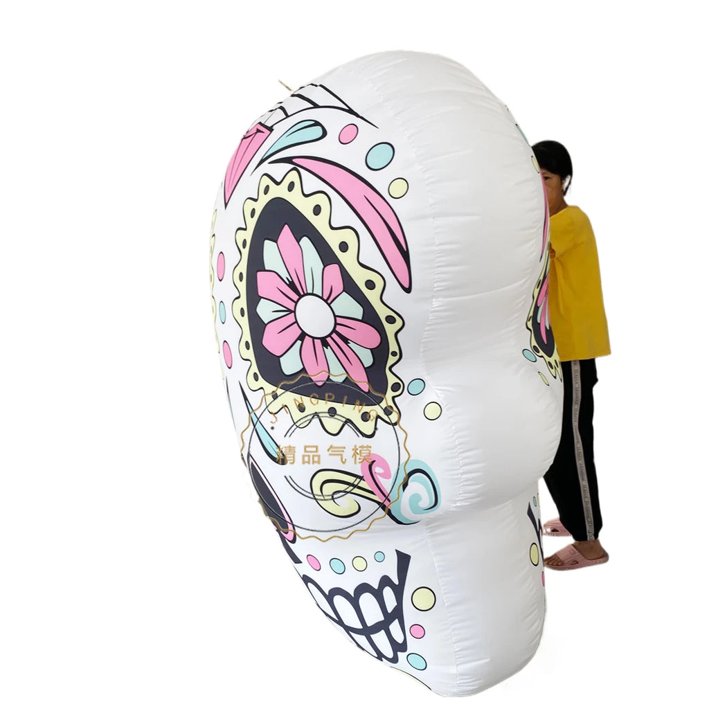 Inflatable Halloween Skull with LED Lights - Spooky Decorations for Bars and Parties
