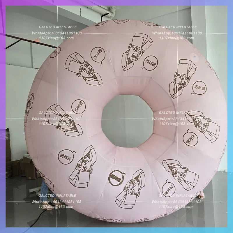 custom pattern doodle sign to interactive Inflatable ring model can change color photo wall lighting enterprise activity layout