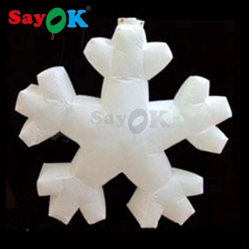 Christmas Party Events Inflatable Hanging Snowflakes Decorations with Lights Inflatable Glowing Snowflakes Decoration for