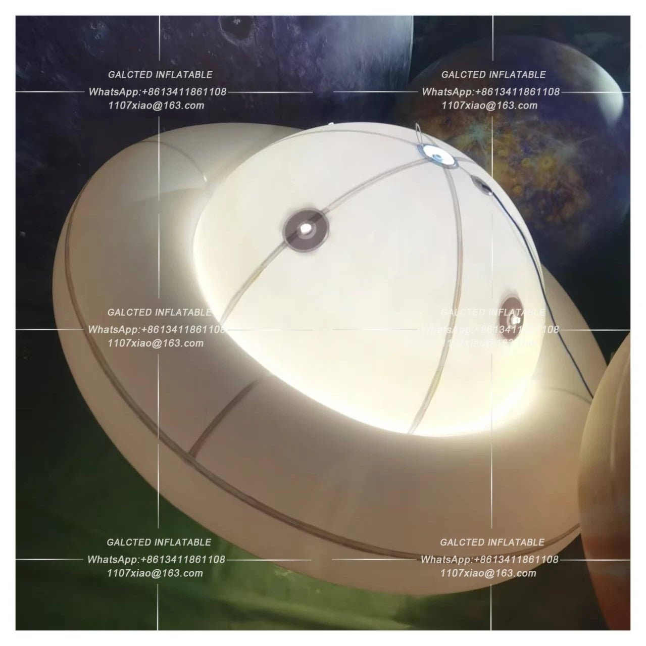 Giant Inflatable Saturn Ball with LED Lights PVC Airtight Planet Balloon Solar System Learning Decoration Hanging or Ground Use