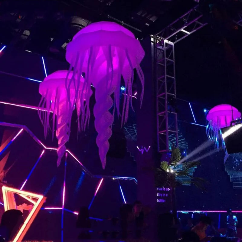 Event Bar Ceiling Decor Giant Inflatable Hanging Jellyfish Decoration Glowing in Dark LED Inflatable Jellyfish for Party